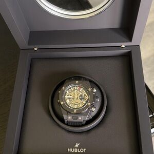 Hublot Big Bang Unico 
Black and Gold Skeleton Dial Chronograph Watch